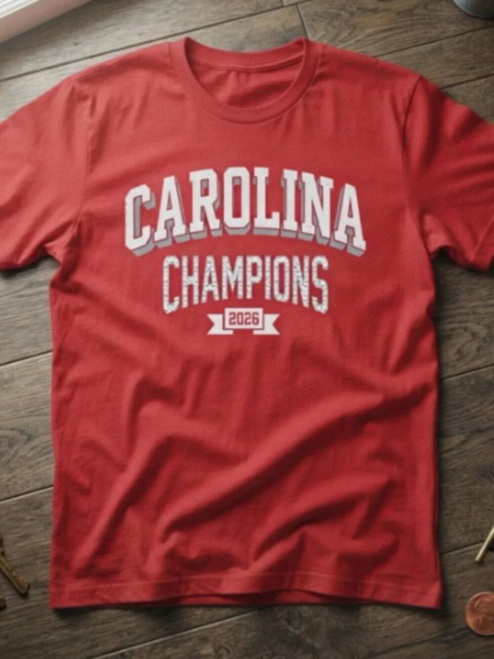 Carolina Champions 2026 Red Vintage Graphic Hockey T-Shirt